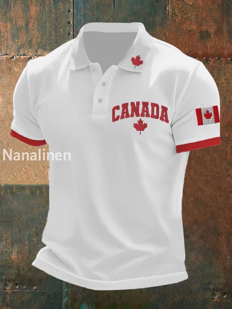 Men’s Canada Print Button T-Shirt White / S