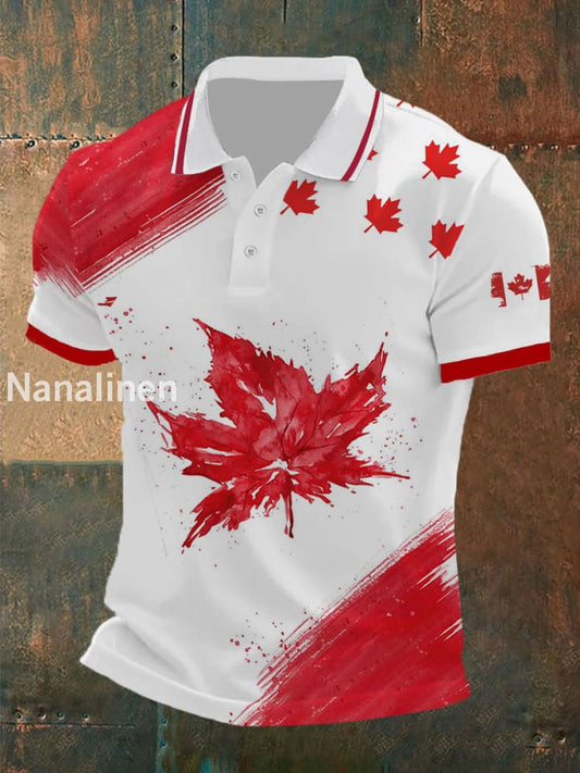 Men’s Canada Print Button T-Shirt White / S