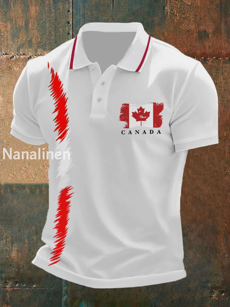 Men’s Canada Print Button T-Shirt White / S