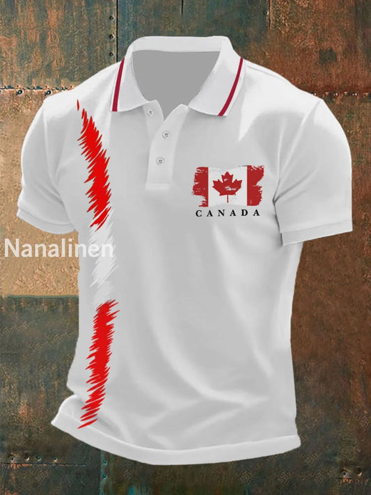 Men’s Canada Print Button T-Shirt White / S