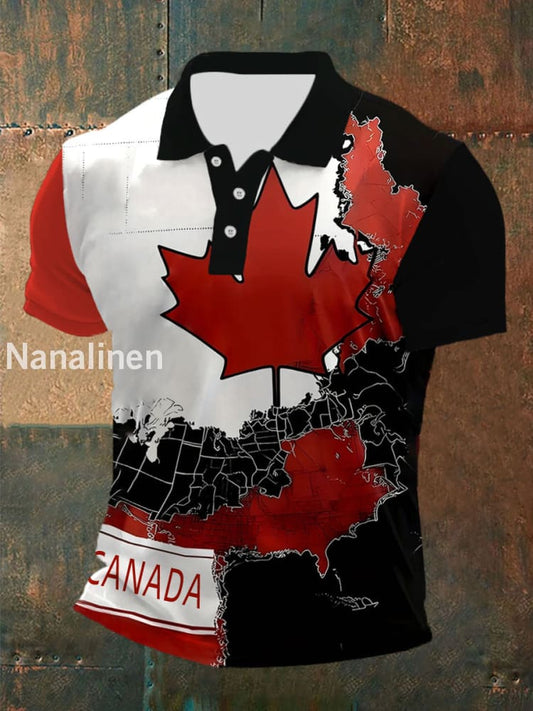 Men’s Canada Print Casual Button T-Shirt As picture / S