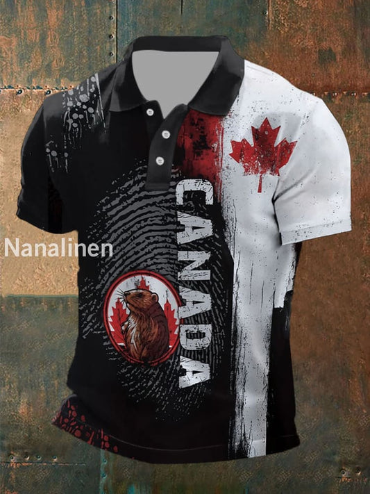 Men’s Canada Print Casual Button T-Shirt As picture / S