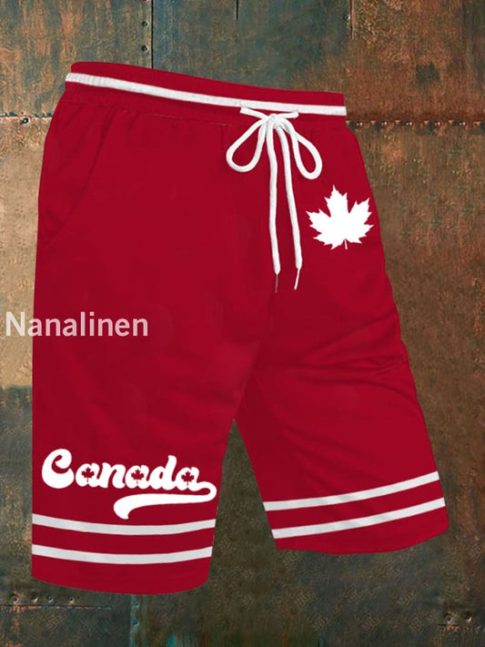 Men’s Canada Print Casual Shorts Red / S