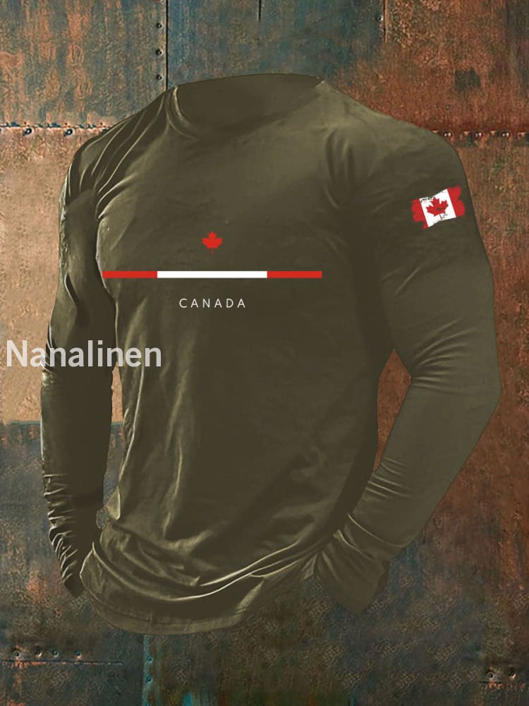 Men’s Canada Print Casual T-Shirt Army Green / S