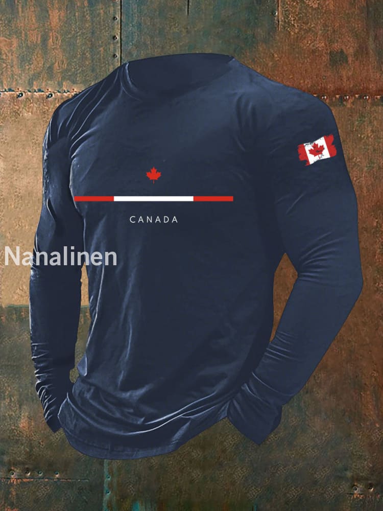 Men’s Canada Print Casual T-Shirt Dark Blue / S