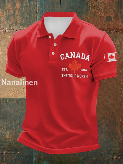 Men’s Canada The True North Est.1867 Canadian Flag Print Casual Top Red / S