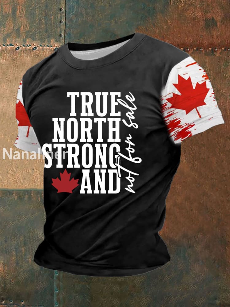 Men’s Canada True North Strong And Free Print T-Shirt Black / S