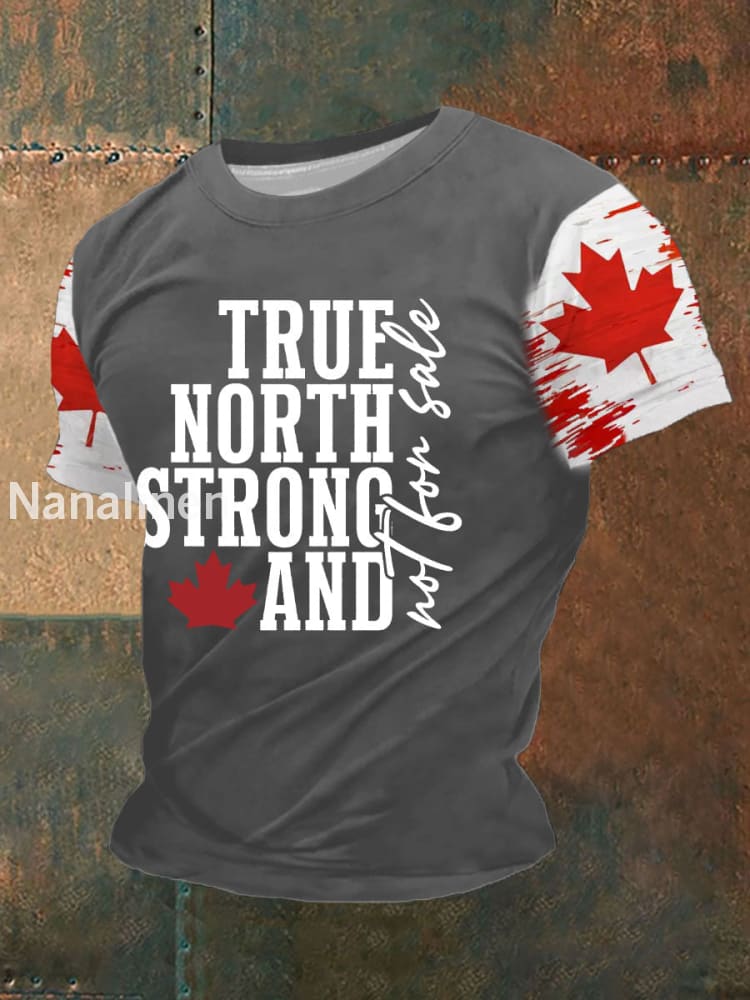 Men’s Canada True North Strong And Free Print T-Shirt Dark Gray / S