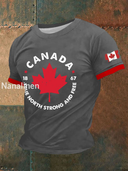 Men’s Canada True North Strong And Free Print T-Shirt Dark Gray / S