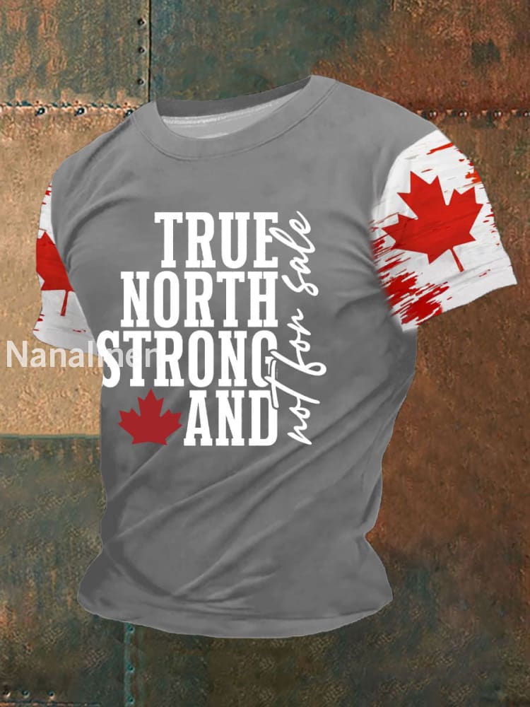Men’s Canada True North Strong And Free Print T-Shirt Light Gray / S