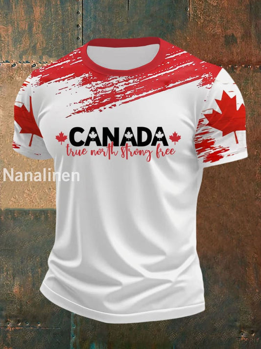 Men’s Canada True North Strong And Free Print T-Shirt White / S