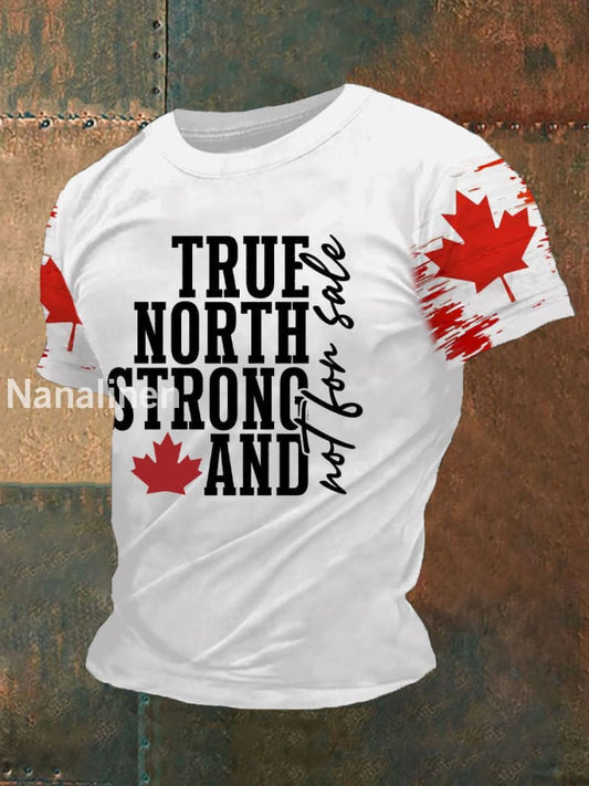 Men’s Canada True North Strong And Free Print T-Shirt White / S