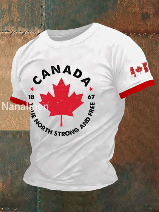 Men’s Canada True North Strong And Free Print T-Shirt White / S