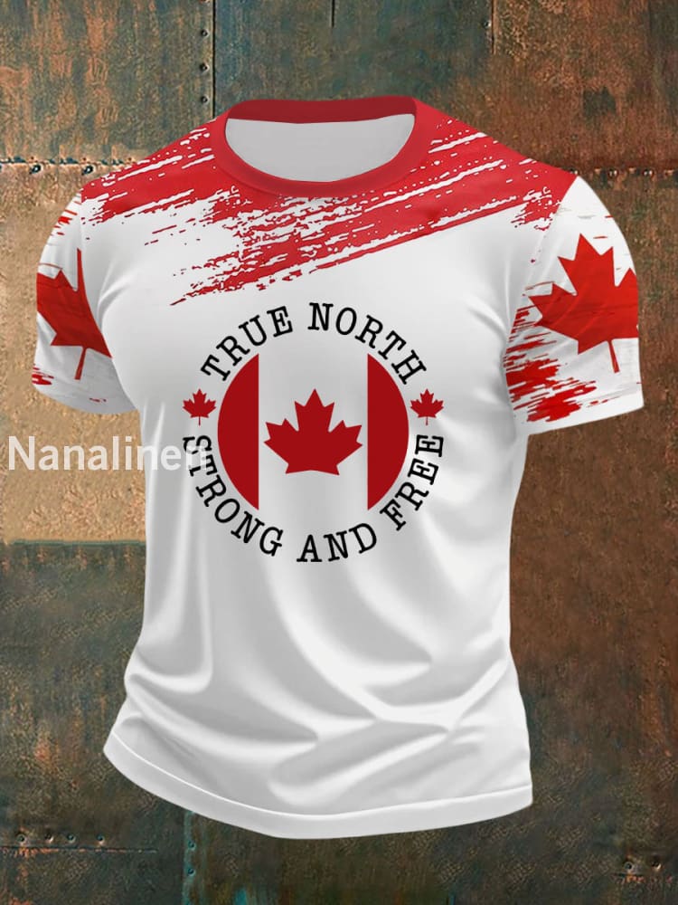 Men’s Canada True North Strong And Free Print T-Shirt White / S