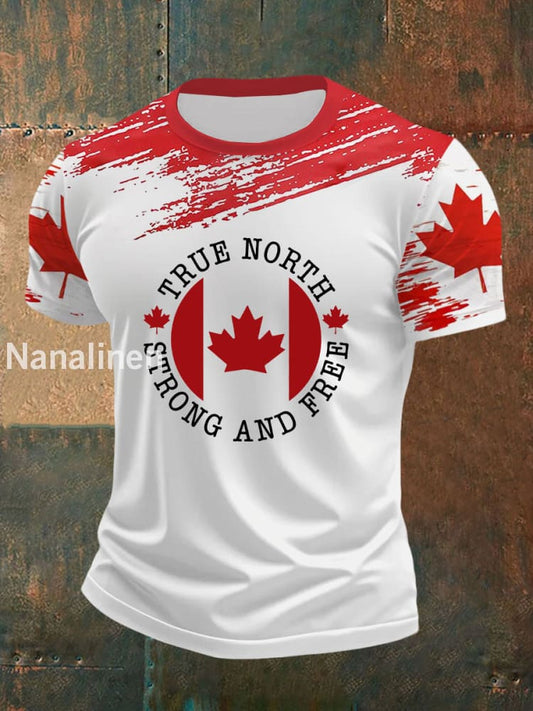 Men’s Canada True North Strong And Free Print T-Shirt White / S