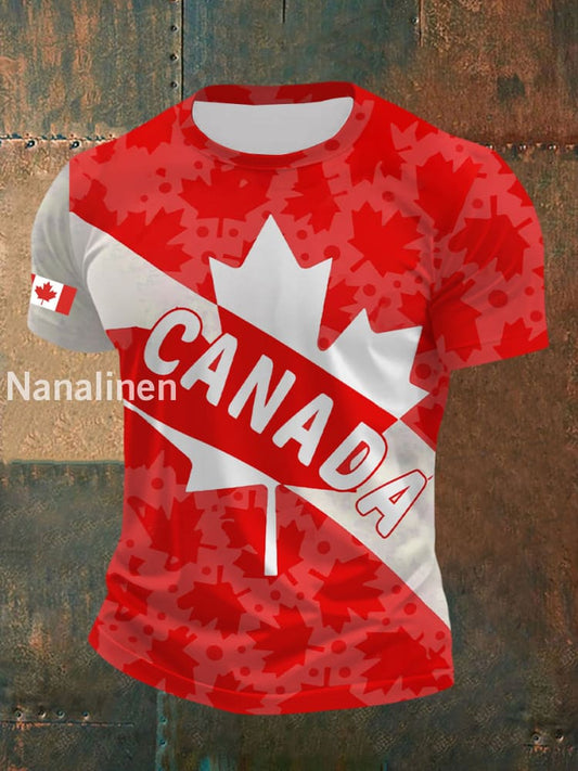 Men’s Canadian Flag Maple Leaf Print Casual T-shirt As picture / S