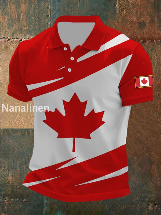 Men’s Canadian Flag Maple Leaf Print Casual Top As picture / S