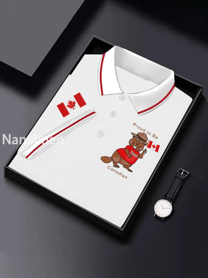 Men’s Canadian Flag Maple Leaf Print Casual Top White / S