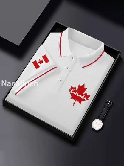 Men’s Canadian Flag Maple Leaf Print Casual Top White / S