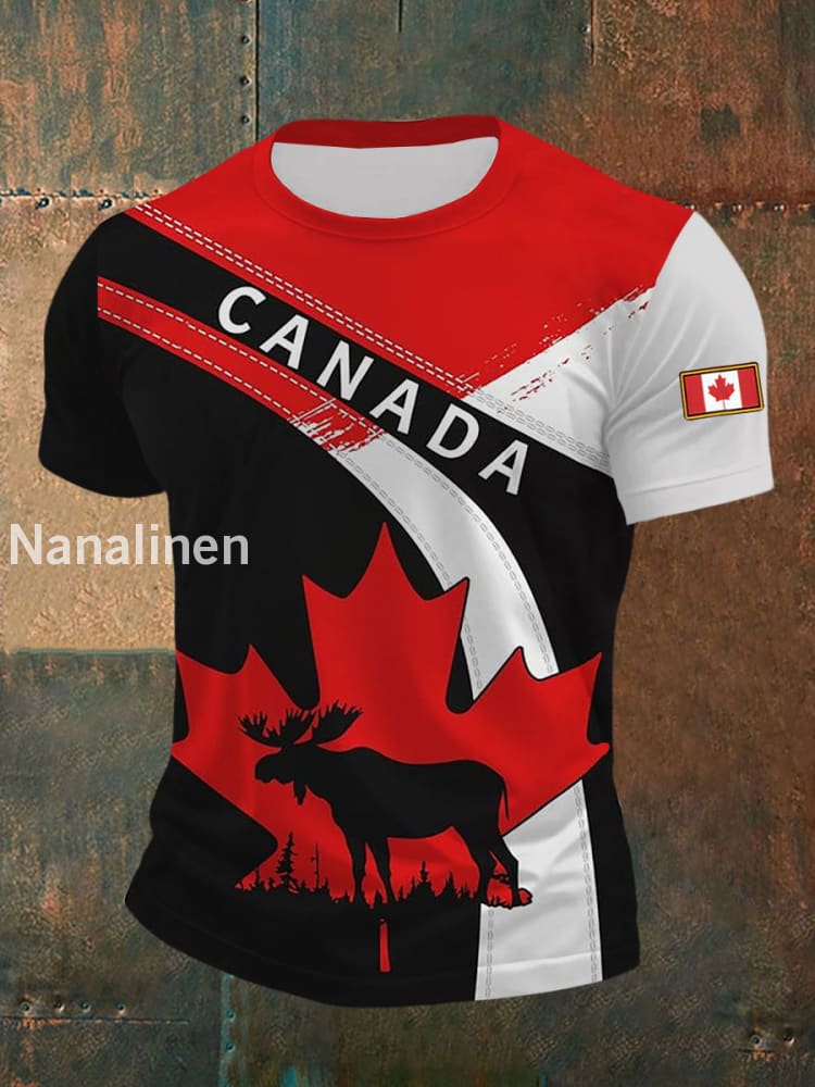 Men’s Canadian Maple Leaf Print Casual T-shirt As picture / S