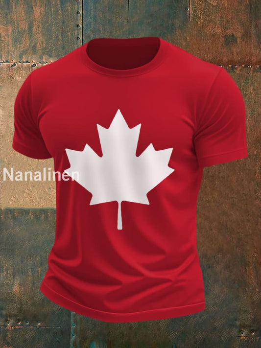 Men’s Canadian Maple Leaf Print Casual Tee Red / S