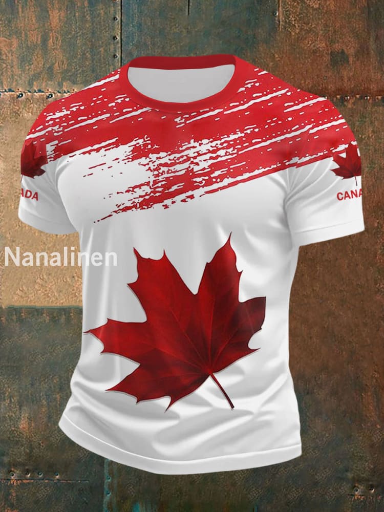 Men’s Canadian Maple Leaf Print Casual Tee Red / S