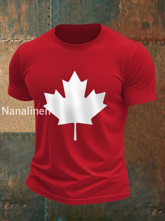 Men’s Canadian Maple Leaf Print Casual Tee Red / S