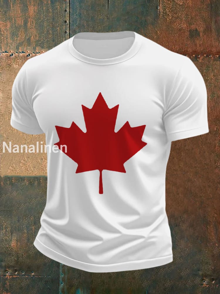 Men’s Canadian Maple Leaf Print Casual Tee White / S
