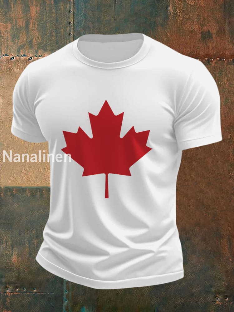 Men’s Canadian Maple Leaf Print Casual Tee White / S