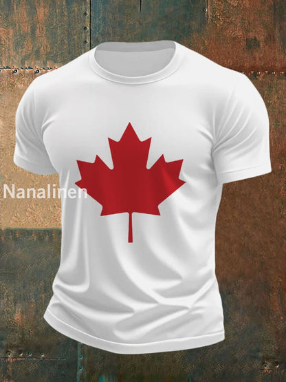 Men’s Canadian Maple Leaf Print Casual Tee White / S
