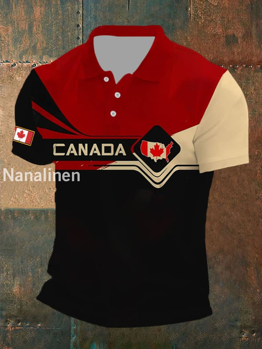 Men’s Canadian Maple Leaf Print Casual Top As picture / S
