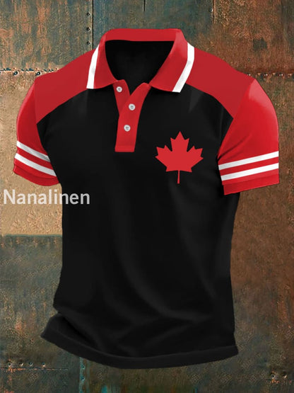 Men’s Canadian Maple Leaf Print Casual Top Black / S