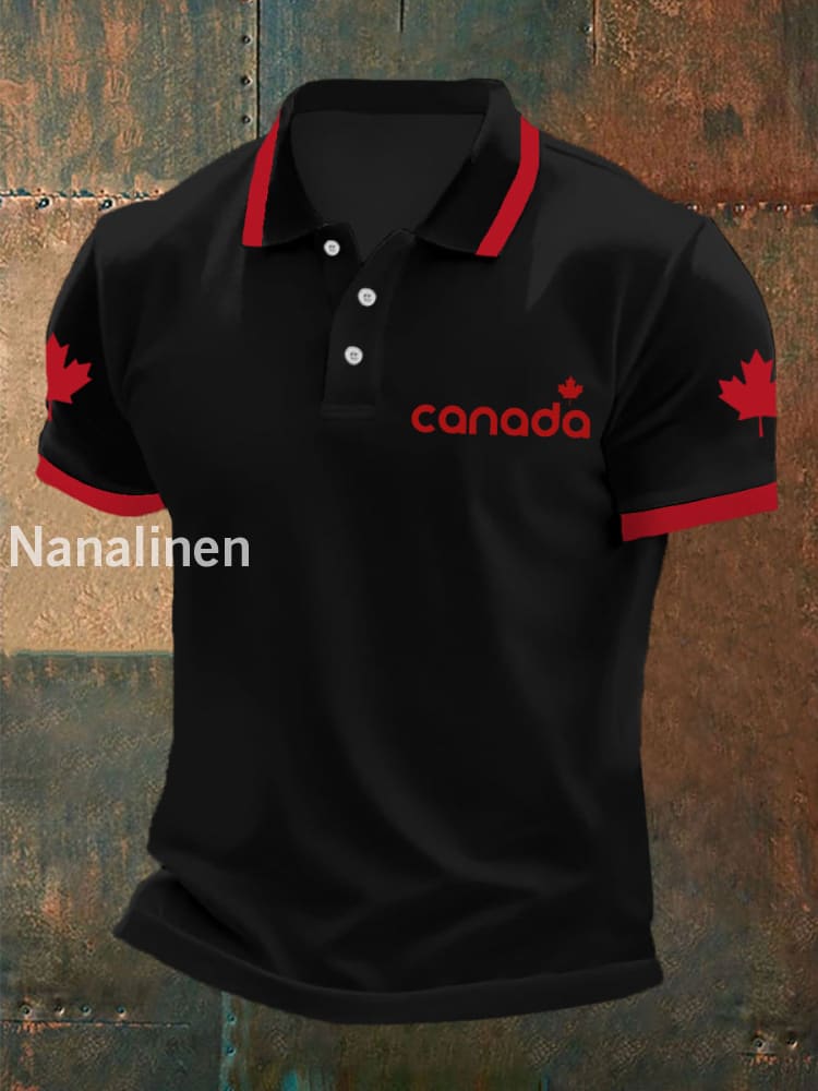 Men’s Canadian Maple Leaf Print Casual Top Black / S