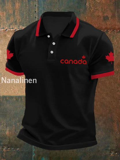 Men’s Canadian Maple Leaf Print Casual Top Black / S