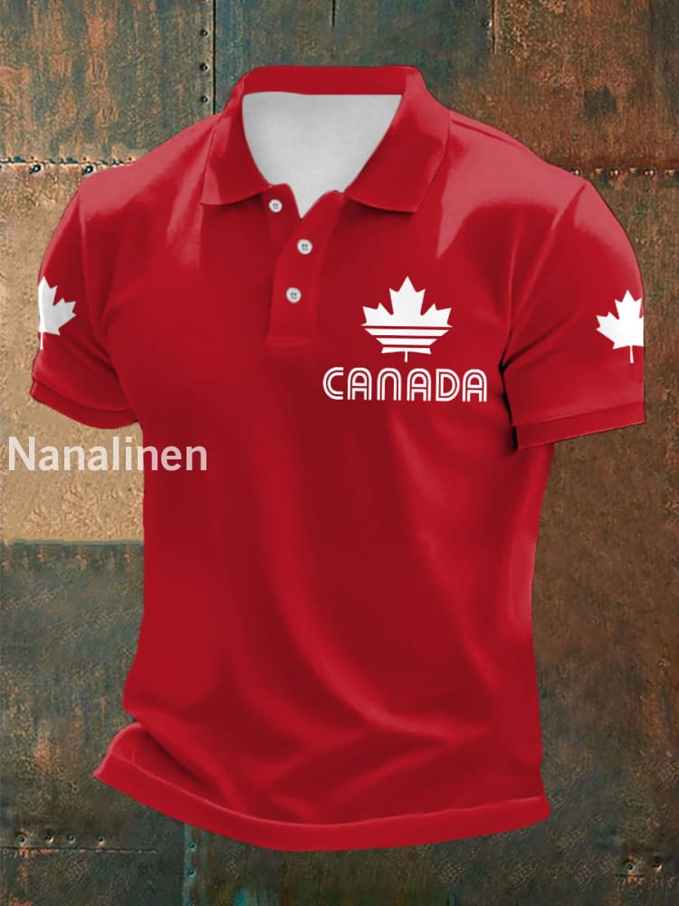 Men’s Canadian Maple Leaf Print Casual Top Red / S