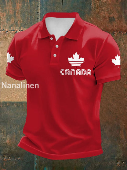 Men’s Canadian Maple Leaf Print Casual Top Red / S