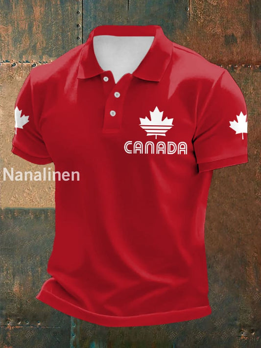 Men’s Canadian Maple Leaf Print Casual Top Red / S