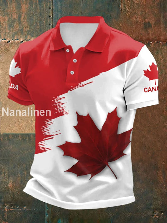 Men’s Canadian Maple Leaf Print Casual Top Red / S