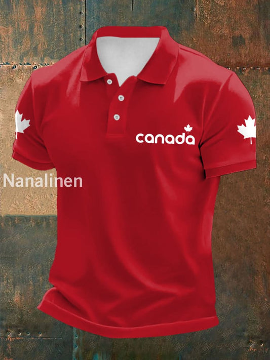 Men’s Canadian Maple Leaf Print Casual Top Red / S