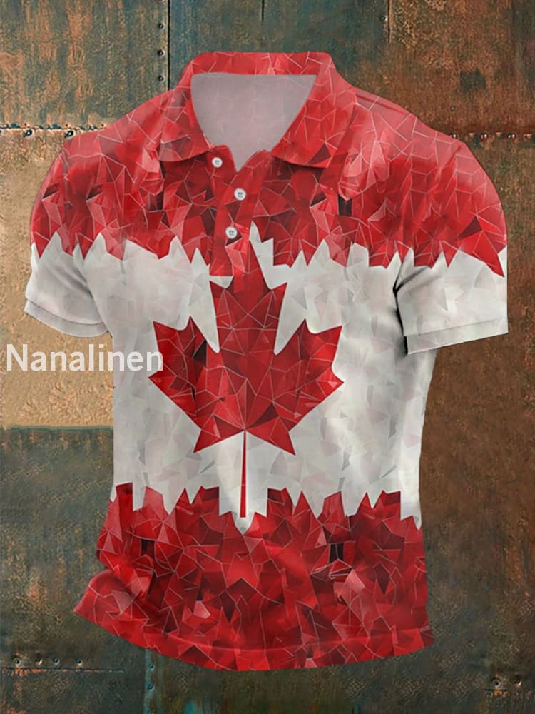 Men’s Canadian Maple Leaf Print Casual Top Red / S