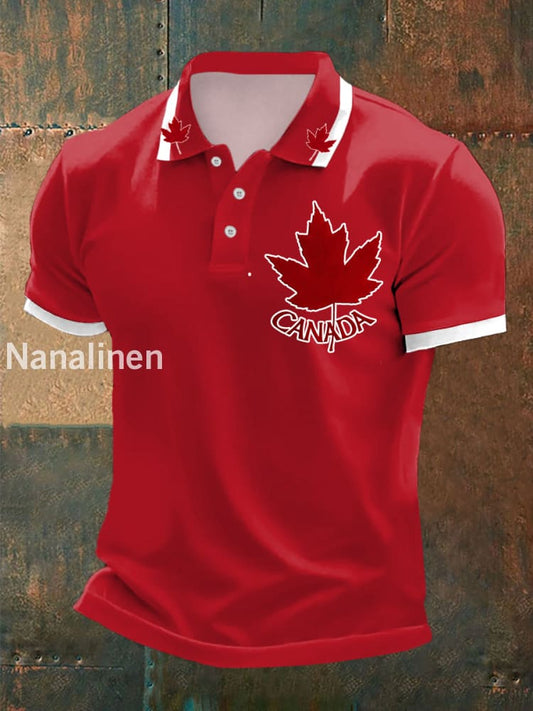 Men’s Canadian Maple Leaf Print Casual Top Red / S