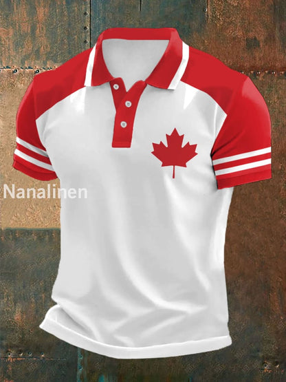 Men’s Canadian Maple Leaf Print Casual Top White / S
