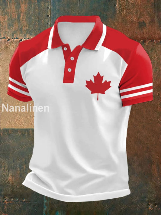Men’s Canadian Maple Leaf Print Casual Top White / S