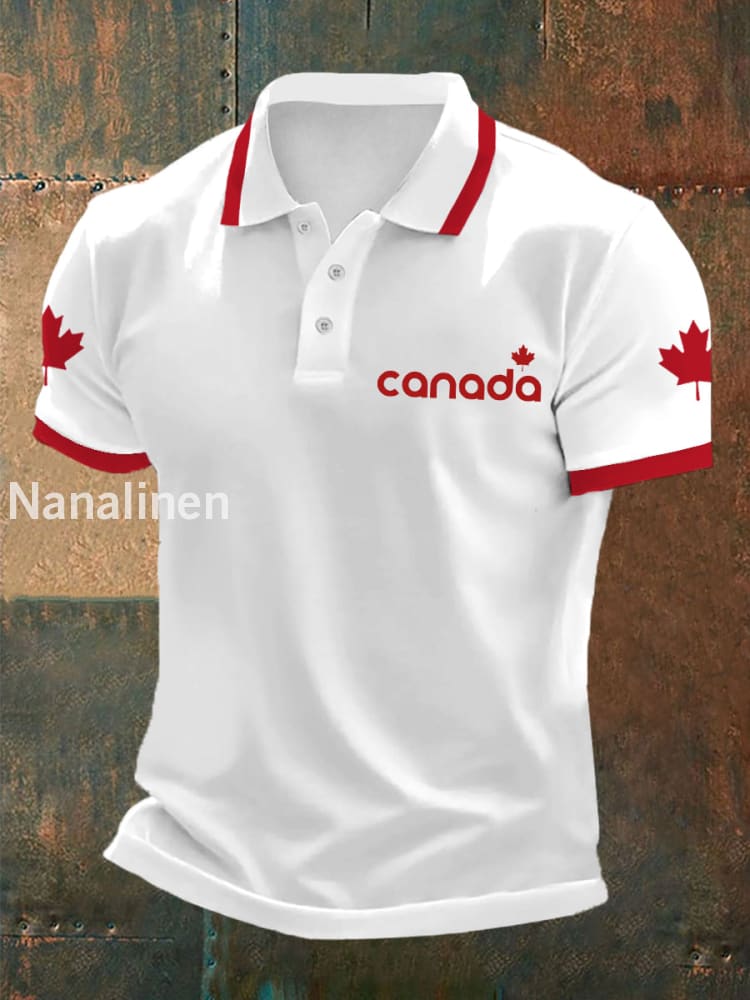Men’s Canadian Maple Leaf Print Casual Top White / S