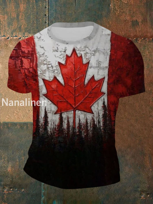 Men’s Canadian Maple Leaf Printed Casual T-Shirt As picture / S