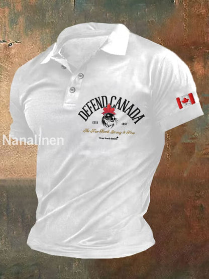 Men’s Canda Beaver True North Strong&Free Printed Polo Shirt White / S