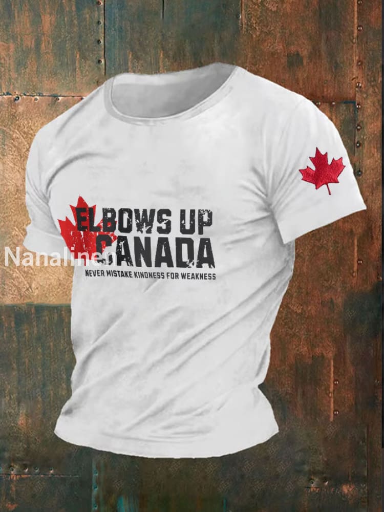 Men’s Canda Elbows Up Printed T-shirt White / 2XL