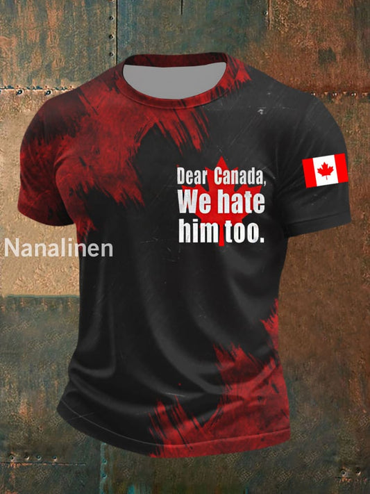 Men’s Dear Canada We Hate Him Too Casual Top Black / S