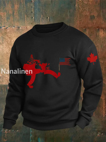 Men’s Don’t Mess With Canada Printed Long Sleeve Sweatshirt Black / S