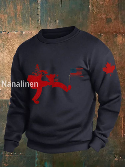 Men’s Don’t Mess With Canada Printed Long Sleeve Sweatshirt Navy Blue / S
